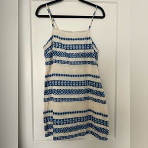 Aerie Blue and White Patterned Sundress Open Back Size Medium